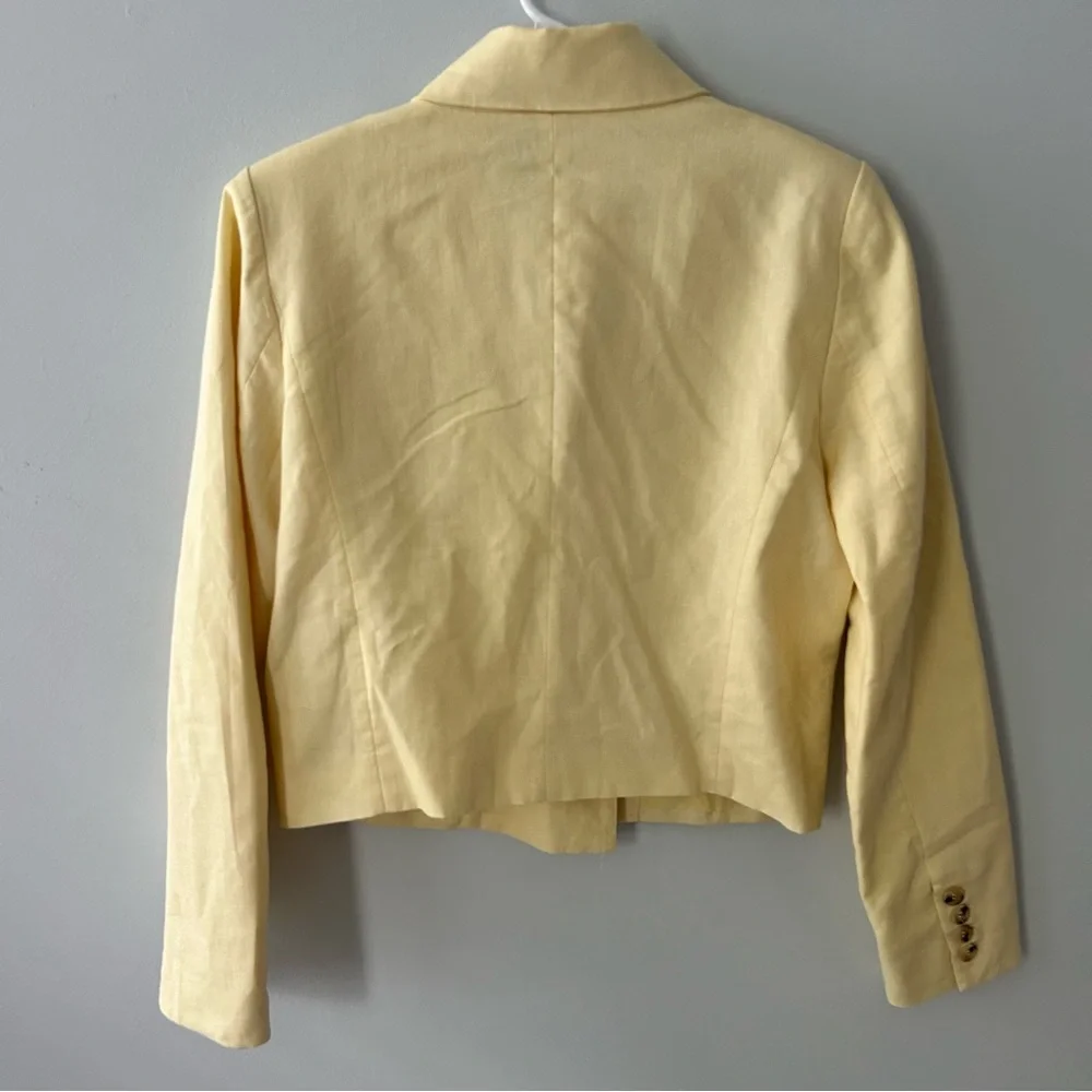 Aqua Butter Yellow Double Breasted Cropped Blazer Jacket Size Small - Picture 9 of 11